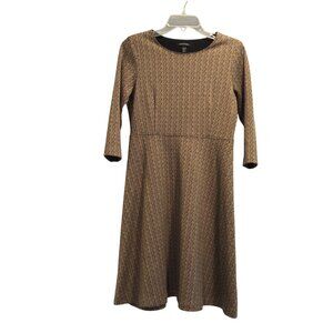 Light Academia Herringbone Long Sleeve Brown Dress XS/P 2-4 Lands' End Gray